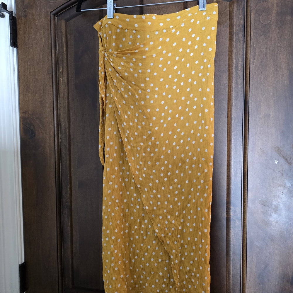 ASOS Asymmetrical Polka Dot Skirt in Mustard